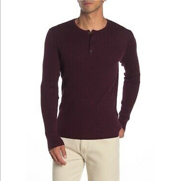 JOHN VARVATOS LONG SLEEVE HENLEY WITH RIB DETAIL - Picture 4 of 6